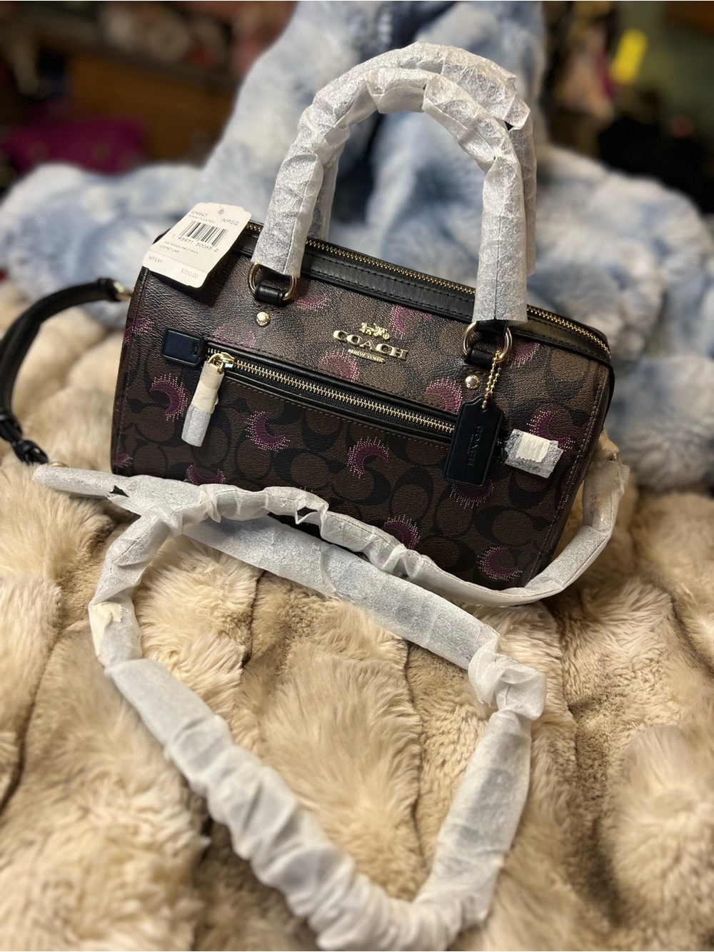 NWT Coach Rowan Satchel in Sig Canvas w Moon Print (Retail $328)